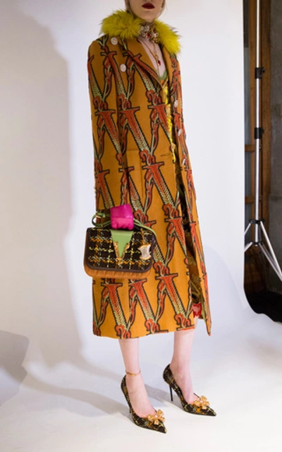 Shop Versace Printed Silk Midi Wrap-effect Dress In Multi