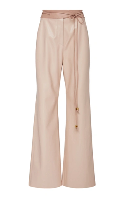 Shop Nanushka Chimo Vegan Leather Wide-leg Pants In Neutral