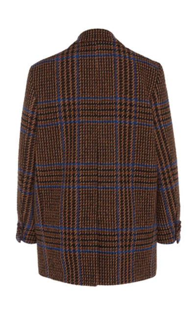 Shop Blazé Milano Checked Weekend Wool-cashmere Blazer In Brown