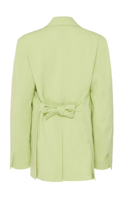 Shop Jacquemus La Veste Tablier Belted Wool-blend Blazer In Green