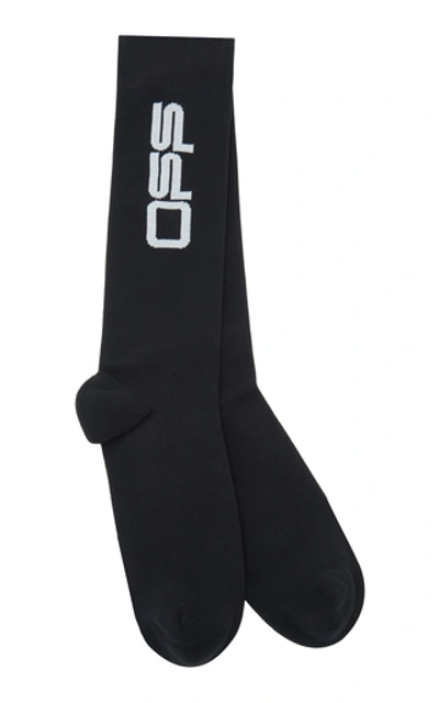 Shop Off-white Logo Print Crew Socks In Black