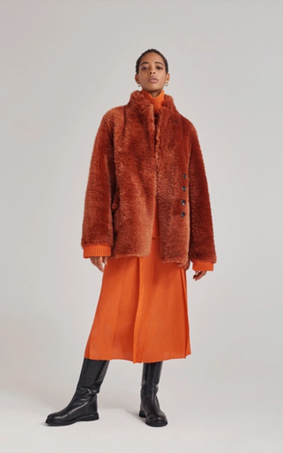 Shop Joseph Lyne Reversible Teddy Coat In Orange