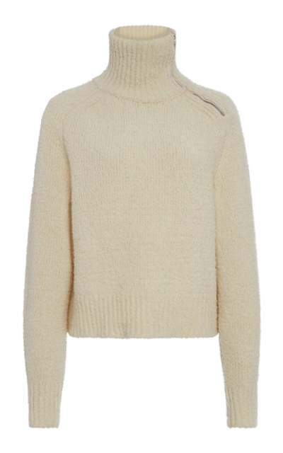 Shop Isabel Marant Effy Zip-detailed Wool-blend Turtleneck Sweater In Ivory