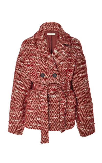 Shop Ulla Johnson Dillon Belted Tweed Jacket In Red