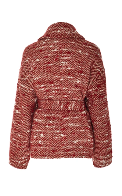 Shop Ulla Johnson Dillon Belted Tweed Jacket In Red