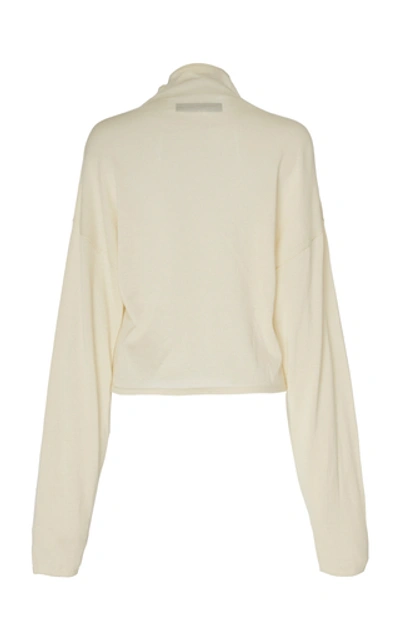 Shop Sally Lapointe Merino Silk Cashmere Mock Neck Sweater In Neutral