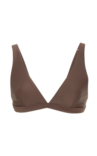 Shop Matteau Swim Plunge Bikini Top In Brown