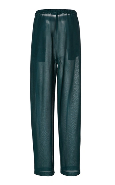 Shop Sally Lapointe Metallic Mesh Elastic Tapered Pant In Green