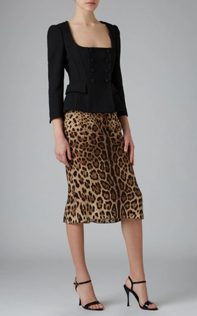 Shop Dolce & Gabbana Printed Silk-blend Skirt In Animal