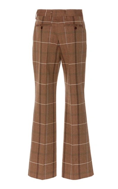 Shop Acne Studios Patsyne Checked Wool Flared Trousers In Brown