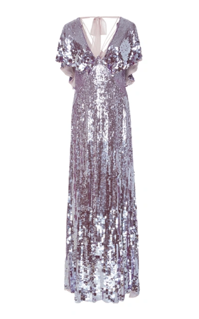 Shop Temperley London Exclusive Bardot Sequin Maxi Dress In Purple