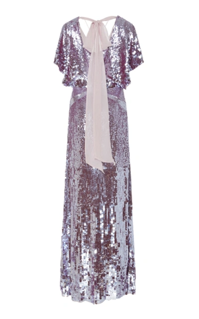 Shop Temperley London Exclusive Bardot Sequin Maxi Dress In Purple
