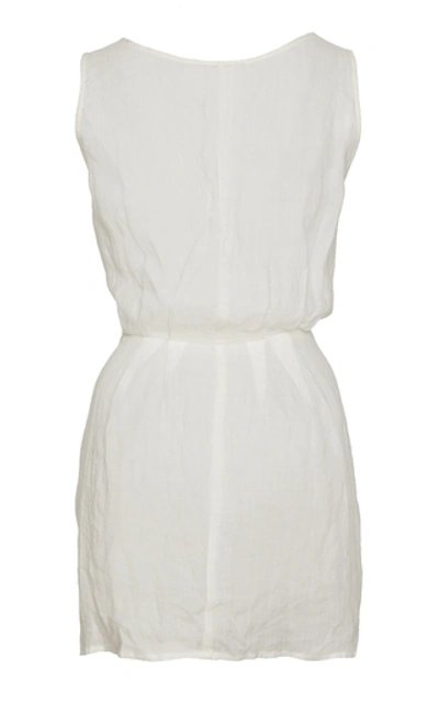 Shop Anemone Tie-front Ramie Wrap Dress In White