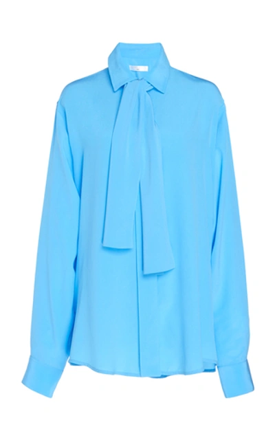 Shop Victoria Beckham Necktie Silk Blouse In Blue