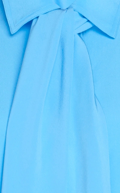 Shop Victoria Beckham Necktie Silk Blouse In Blue