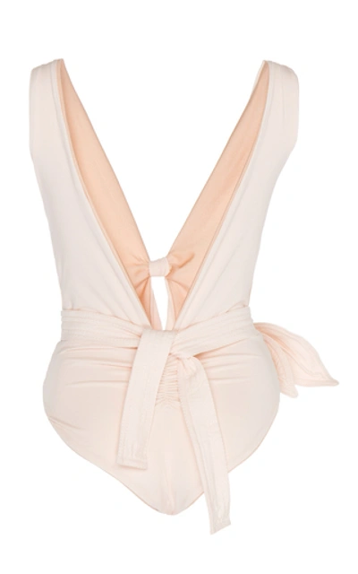 Shop Johanna Ortiz White Shadows Flower-embellished One-piece Swimsuit