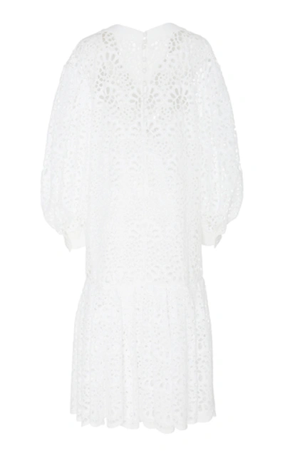 Shop Carolina Herrera Oversized Broderie-anglaise Cotton Dress In White