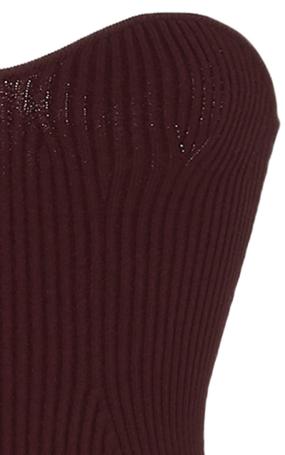 Shop Khaite Loie Ribbed Stretch-knit Midi Dress In Burgundy