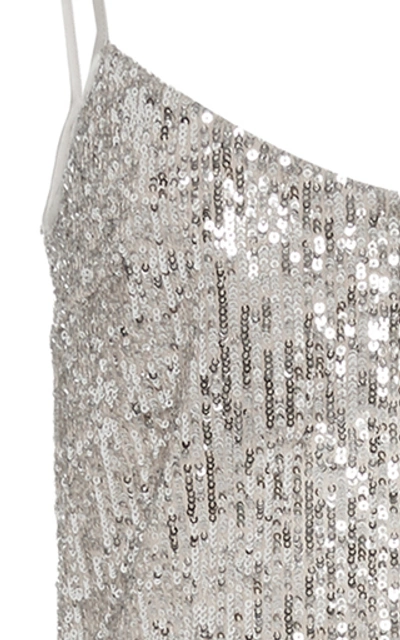Shop Galvan Sequined Tulle Midi Dress In Silver