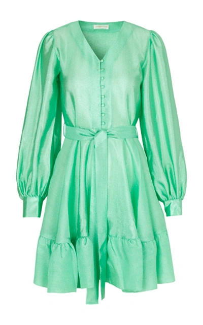 Shop Stine Goya Farrow Satin Mini Dress In Green