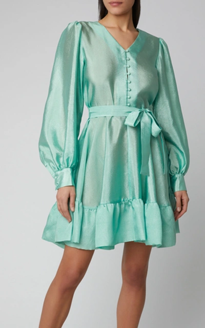Shop Stine Goya Farrow Satin Mini Dress In Green
