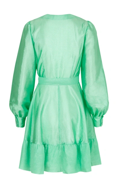 Shop Stine Goya Farrow Satin Mini Dress In Green