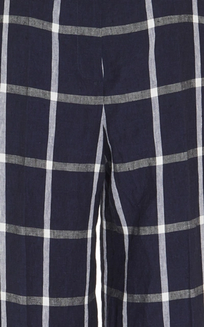 Shop Martin Grant Checked Linen Wide-leg Trousers In Multi