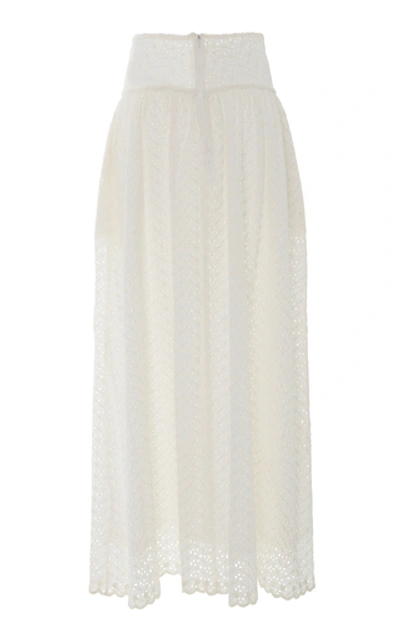 Shop Agua By Agua Bendita Tropic Broderie Cotton Maxi Skirt In White