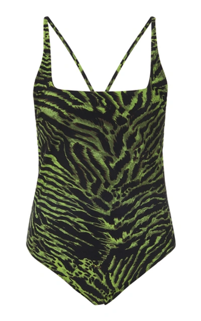 Shop Ganni Tiger-print Swimsuit