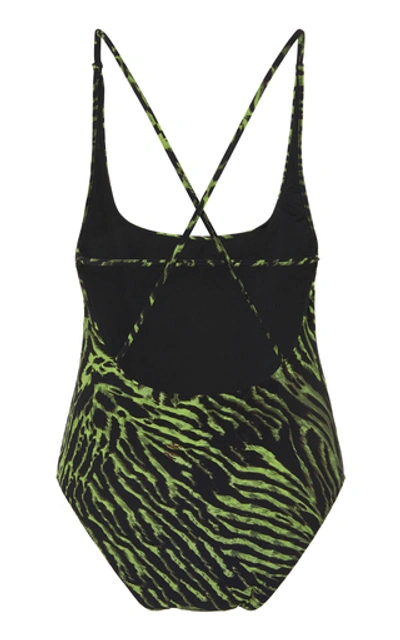 Shop Ganni Tiger-print Swimsuit