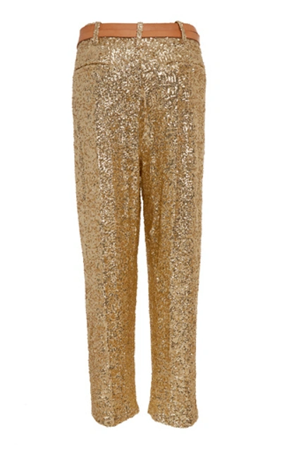 Shop Acheval Pampa Al Viento Sequin Pants In Gold