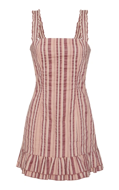 Shop Alexis Brandy Striped Cotton-blend Mini Dress
