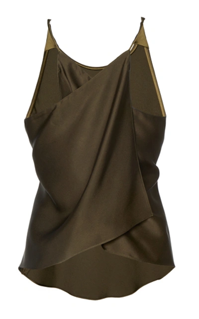 Shop Rosetta Getty Cross Back Satin Camisole In Green