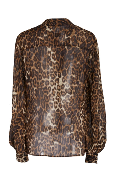 Shop Nili Lotan Evelyn Printed Silk Top In Animal