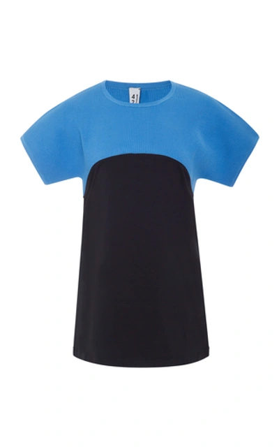Shop 4254 Sport Two-tone Knitted Tee In Blue