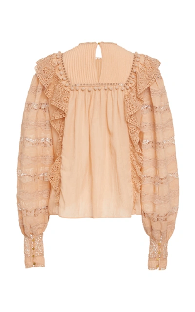 Shop Ulla Johnson Lily Eyelet Cotton-blend Top In Pink