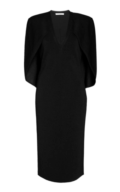 Shop Givenchy Cape-effect Stretch-knit Midi Dress In Black