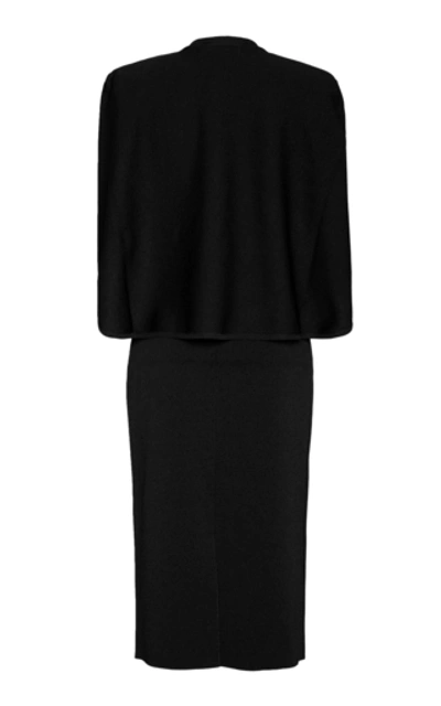 Shop Givenchy Cape-effect Stretch-knit Midi Dress In Black