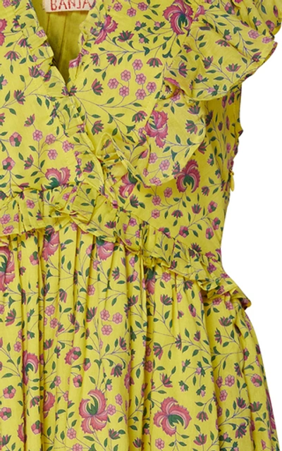 Shop Banjanan Honey Floral-print Cotton-voile Maxi Dress In Yellow
