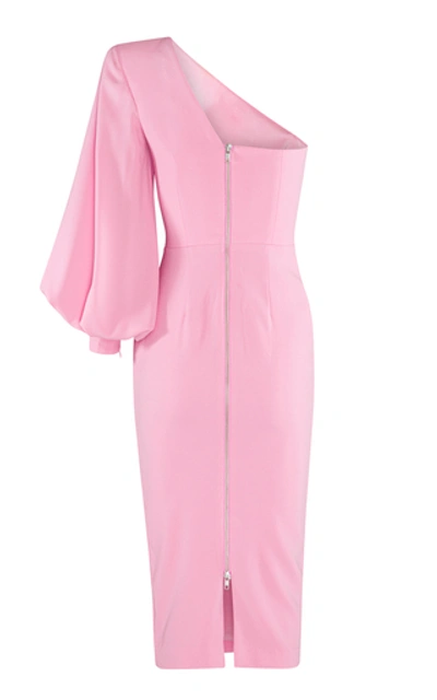 Shop Alex Perry Warner One-shoulder Crepe Midi Dress In Pink