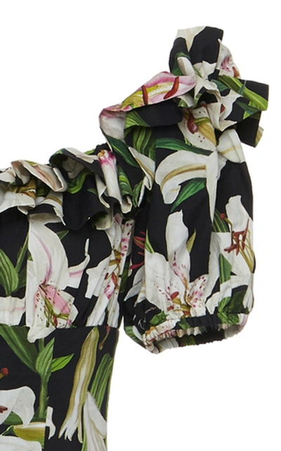 Shop Dolce & Gabbana Off-the-shoulder Floral-print Cotton-voile Maxi Dress