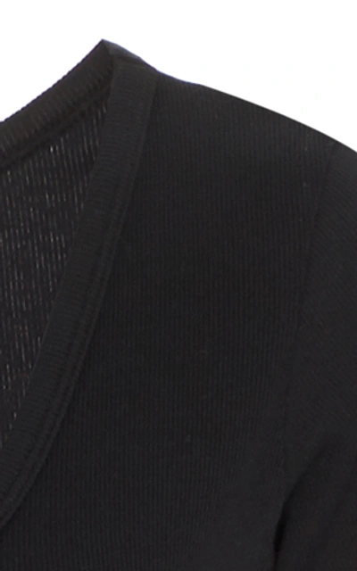 Shop Agolde Ribbed Cotton-jersey Bodysuit In Black