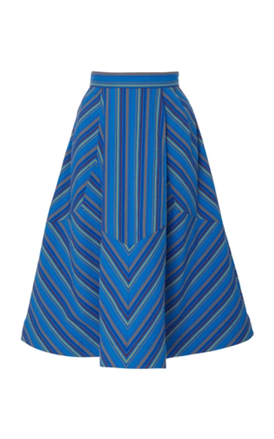 Shop Rosie Assoulin Batman Striped Cotton Midi Skirt