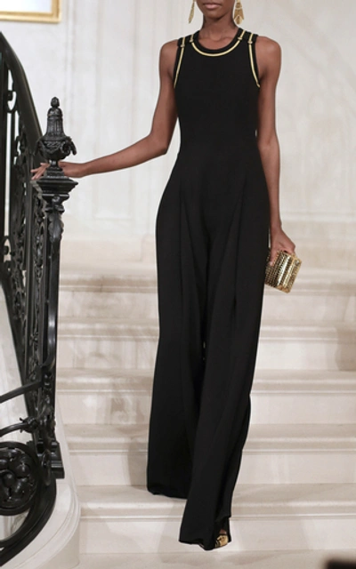 Shop Ralph Lauren Sharmin Gabardine Wide-leg Jumpsuit In Black