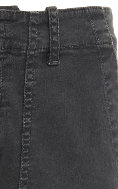 Shop Nili Lotan Cropped Cotton-blend Military Pants In Grey