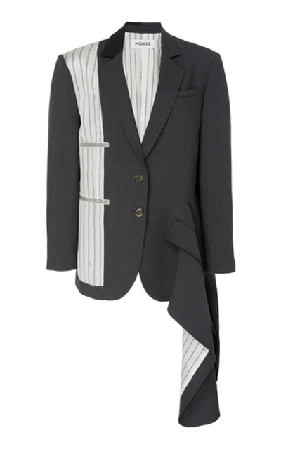 Shop Monse Inside Out Exposed Tailoring Wool-blend Blazer In Grey