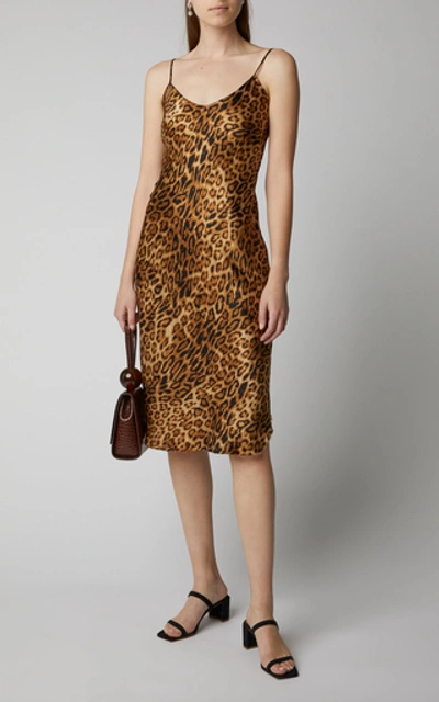Shop Nili Lotan Leopard-print Silk Slip Dress In Animal