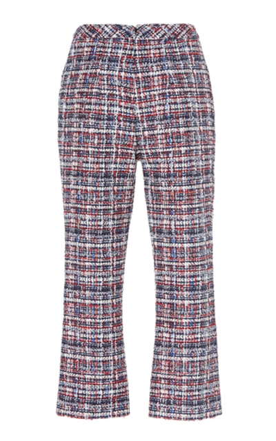 Shop Balmain Button-detailed High-waisted Cropped Tweed Pants In Multi