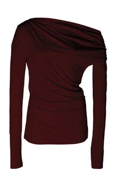 Shop Acler Harmon Draped Stretch-modal Top In Burgundy