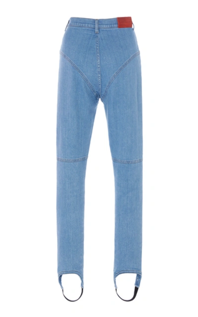 Shop Alessandra Rich Crystal-embellished Slim-leg Stirrup Jeans In Blue